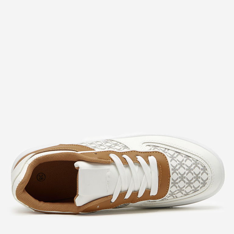 Pantofi sport dama albi cu imprimeu Glou - Incaltaminte