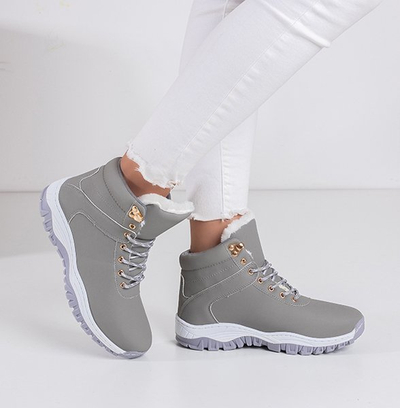 Cizme de drumeție pentru femei, din piele ecologică, de culoare gri Filis - Încălțăminte