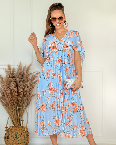 Royalfashion Rochie midi plisată cu motive florale pentru femei