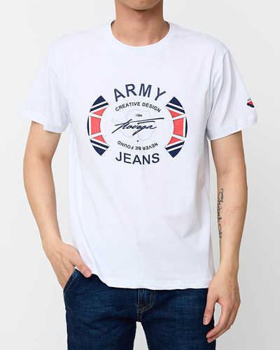 Tricou cu imprimeu alb pentru bărbați - Îmbrăcăminte