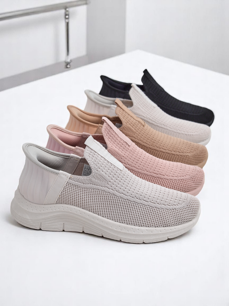 Дамски маратонки Apollo Rosa – розови обувки slip-on от плат на плоска подметка