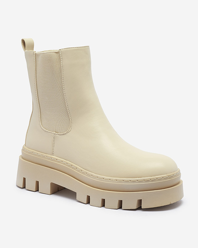 Cizme de damă crem cu talpă mai groasă Zalevin- Footwear
