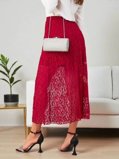 Fustă midi pentru femei de la Royalfashion cu dantelă