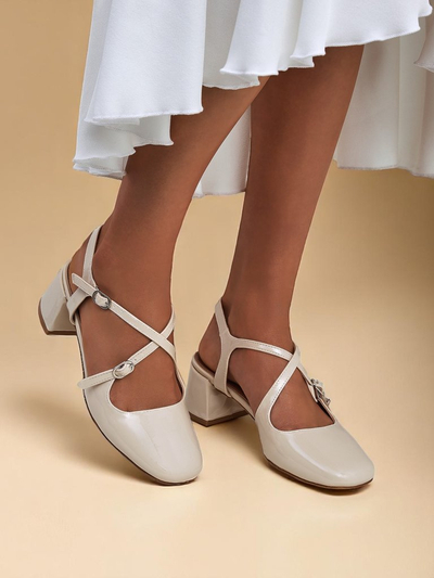 Royalfashion Pantofi damă cu toc jos și barete decorative Lollita