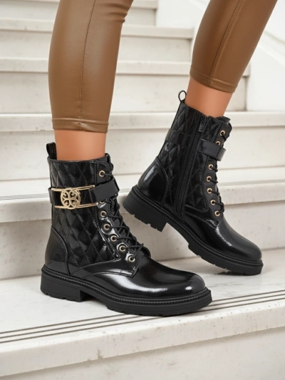 Rumowe pikowane botki damskie Opal Verge