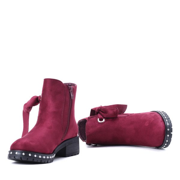 Czerwone botki z eko-zamszu Arita - Obuwie