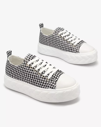 Royalfashion Adidași pentru femei negri și albi în pepit Aderin