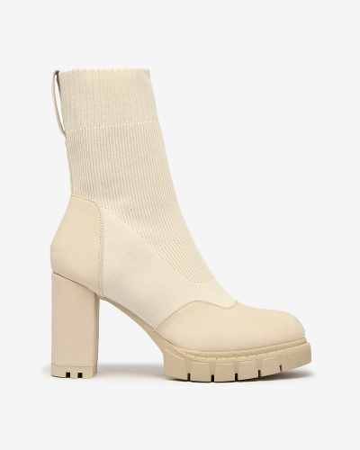 Royalfashion Cream Bottini flexibili cu toc mai înalt pentru femei