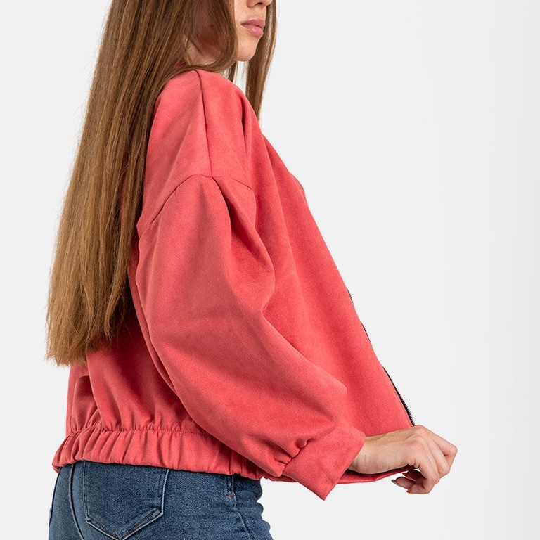 Jachetă din piele de căprioară roz pentru femei - Îmbrăcăminte