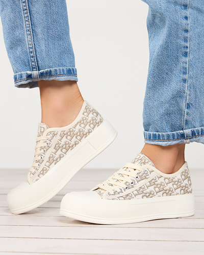 OUTLET Tenisi dama cu platforma cu model in culoarea bej Berika - Incaltaminte