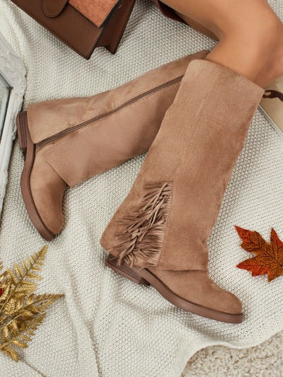 Cizme de damă din piele ecologică de tip piele întoarsă Ismara