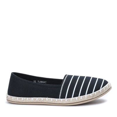 Czarne dziecięce espadryle w paski Nastia - Obuwie