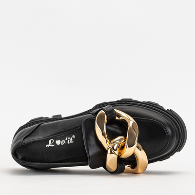 OUTLET Pantofi negri de dama cu lant auriu Kesoni - Incaltaminte