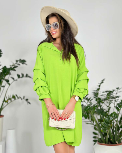 Royalfashion Rochie oversize de damă cu volan la mâneci