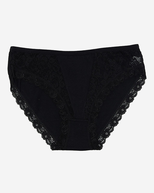 Chiloți de damă negri din bumbac cu dantelă - Lenjerie intimă