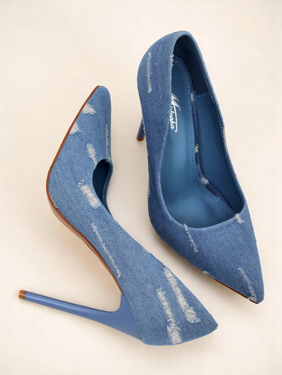 Royalfashion Pantofi cu toc înalt pentru femei Denim Chic