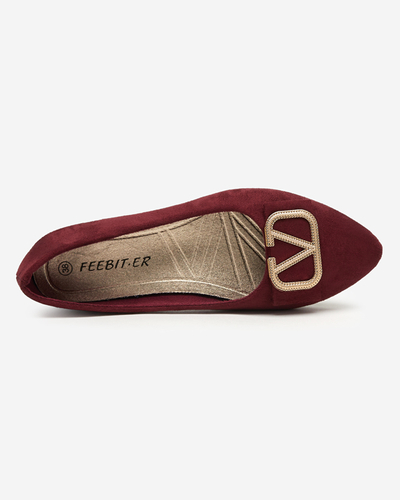 Balerini de dama bordeaux cu ornament pe varf Cavo - Incaltaminte