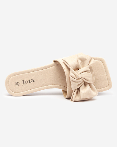 Papuci de damă bej cu fundă din țesătură Kelisso - Încălțăminte