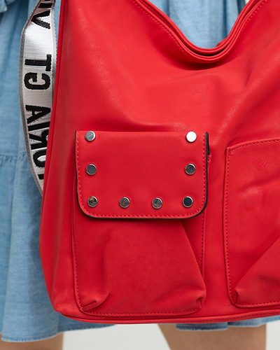 Geanta shopper moale din piele ecologica rosie mata - Accesorii