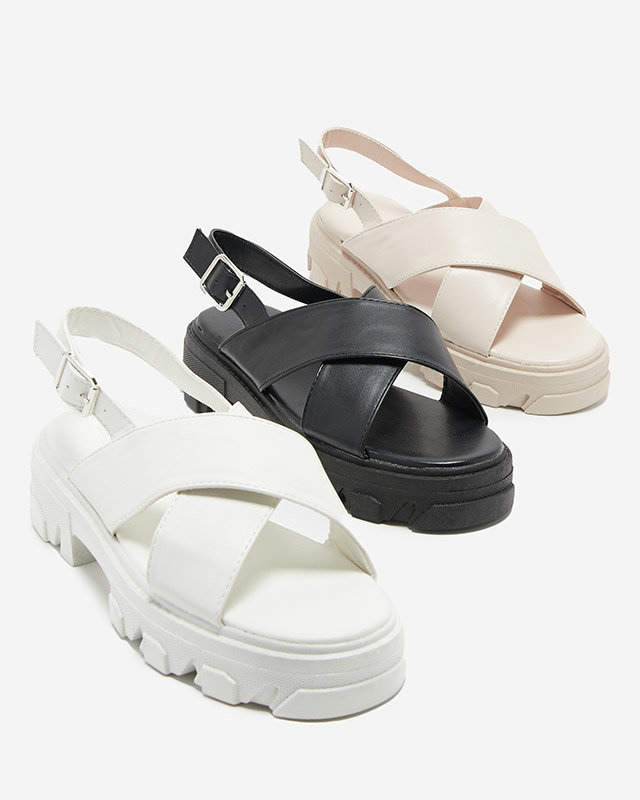 Sandale de dama negre pe talpa groasa Denidas - Pantofi