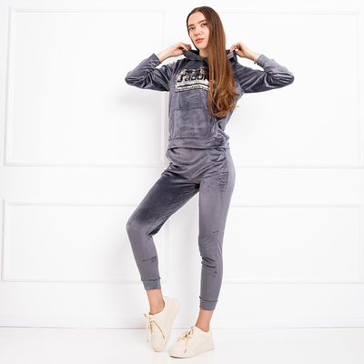 Trening J'adore pentru femei din velur gri - Îmbrăcăminte