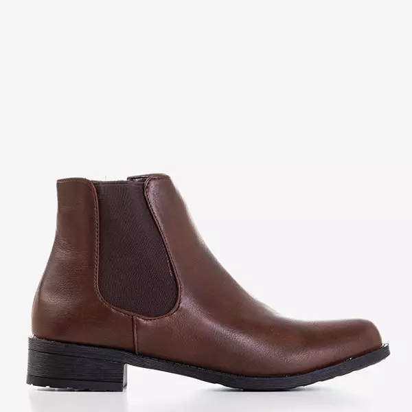 OUTLET Cizme Chelsea dama maro inchis cu toc plat Timea - Pantofi