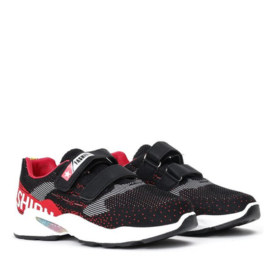 Dziewczęce sportowe buty w kolorze czarno - czerwonym Marrlina - Obuwie