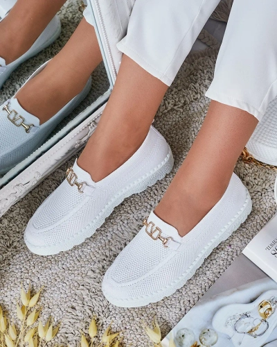 Royalfashion Mocasini de damă din material textil cu ornament auriu Erticae