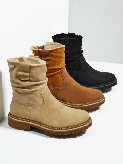 Botine înalte de damă din piele ecologică întoarsă Liora