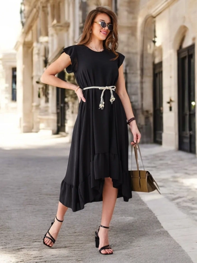 Rochie midi Royalfashion pentru femei cu volane și mâneci scurte