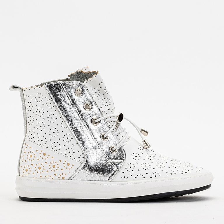 OUTLET Cizme slip-on ajurate copii Lonsi albe - Incaltaminte