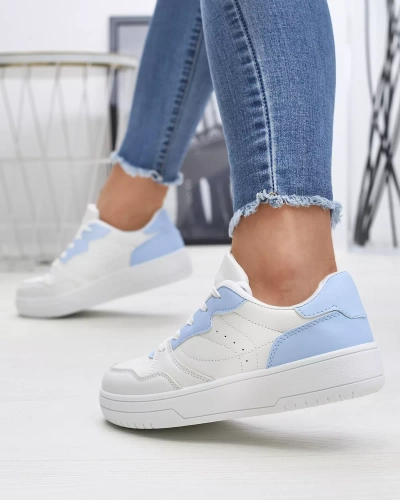 Pantofi sport de damă albi cu inserții albastre Tercua- Footwear