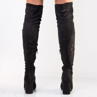 Czarne kozaki na wysokim słupku Marletto - Obuwie