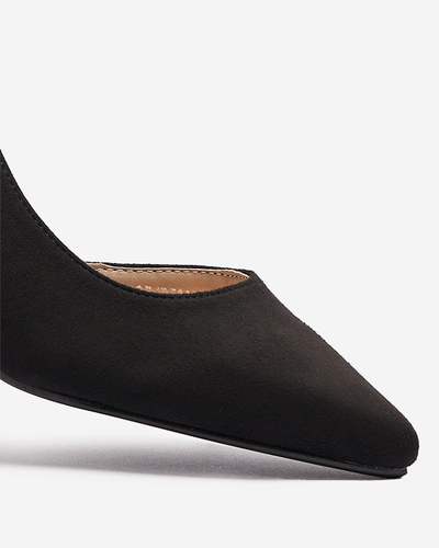 OUTLET Pantofi negri de damă cu tijă din piele ecologică Lerita - Încălțăminte