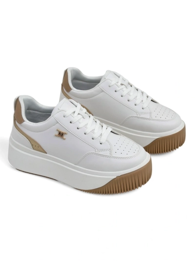 Sneakers damă Arianna Bianco cu platformă din piele ecologică de 5 cm