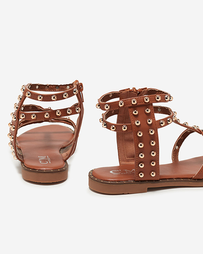 Sandale de dama decorate cu jeturi camel - Nuriak - Incaltaminte