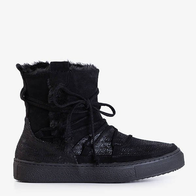 Cizme de zăpadă negre pentru femei, cu blană Nosesi - Încălțăminte