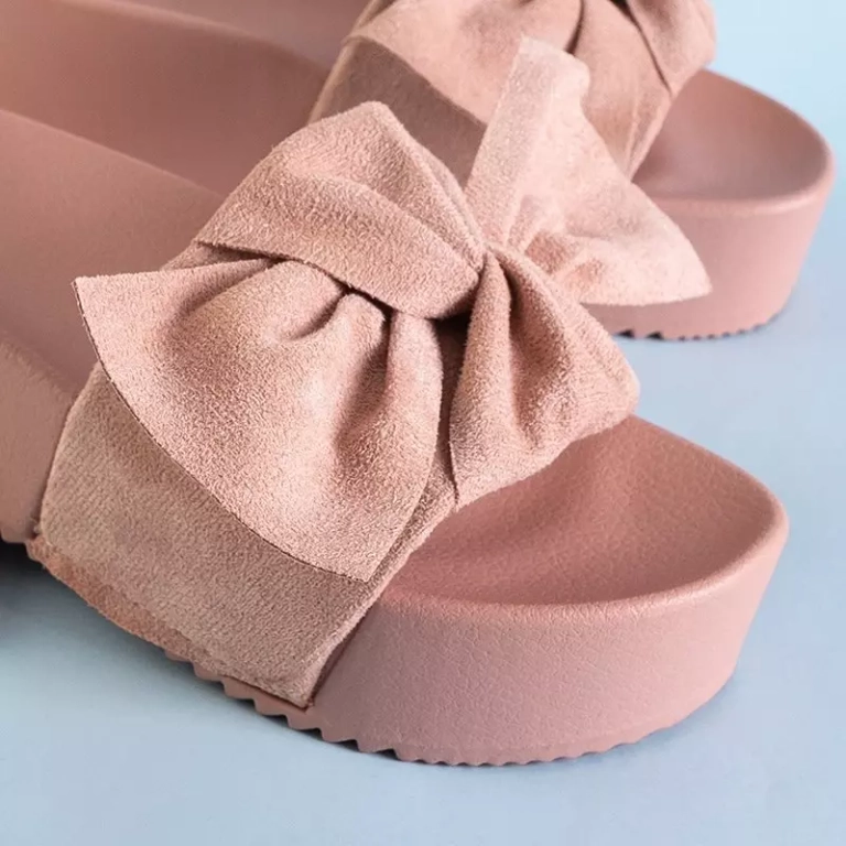 OUTLET Papuci cu platformă pudră pentru femei cu arc Doloris - Încălțăminte