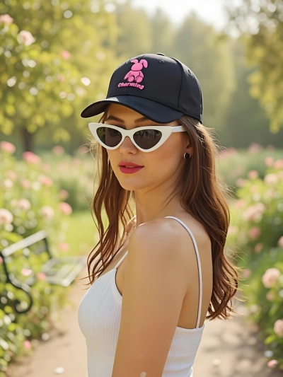 Royalfashion Șapcă cu Patch Iepuraș care Face cu Ochiu'