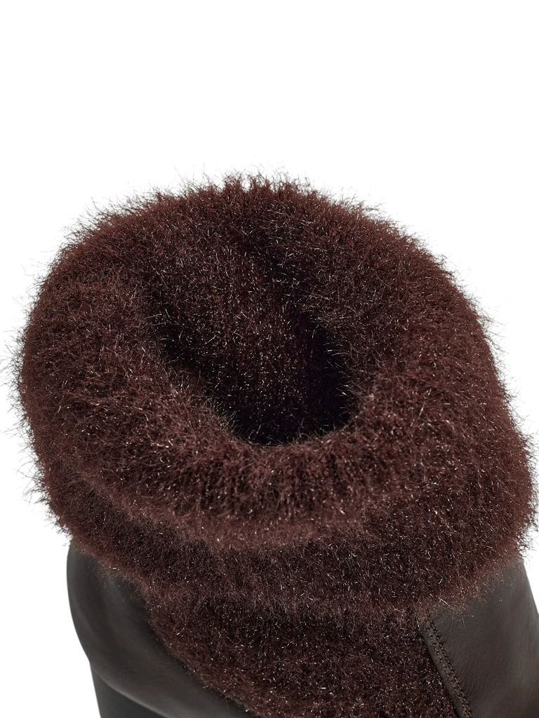 Botine de damă din piele ecologică cu toc gros și tricot Tirave