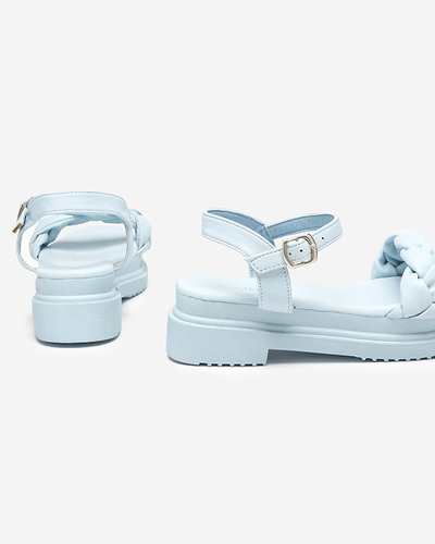 OUTLET Sandale de dama albastru deschis cu centura impletita Kafha - Incaltaminte