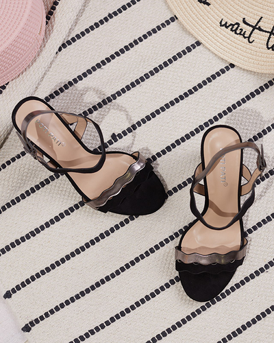 Sandale de dama negre pe un post mai inalt de Rudika - Incaltaminte