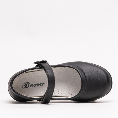 Pantofi negri pentru fete din piele ecologica Wemal- Incaltaminte