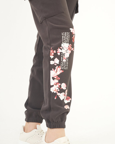 Pantaloni cargo de damă, gri - Îmbrăcăminte