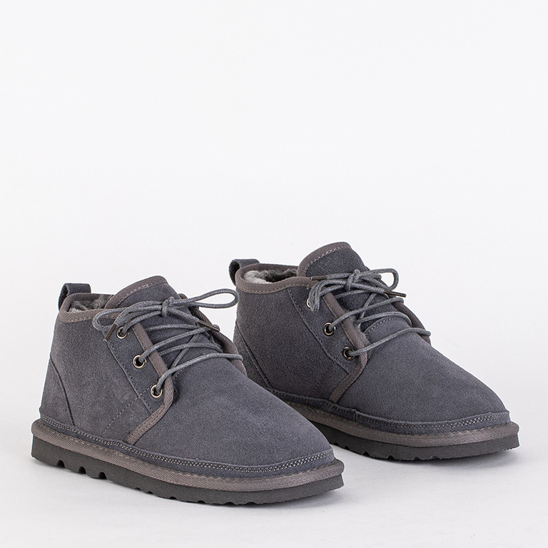 Ghete Dama Luna Gri Porumbel Piele Confortabile de Iarna