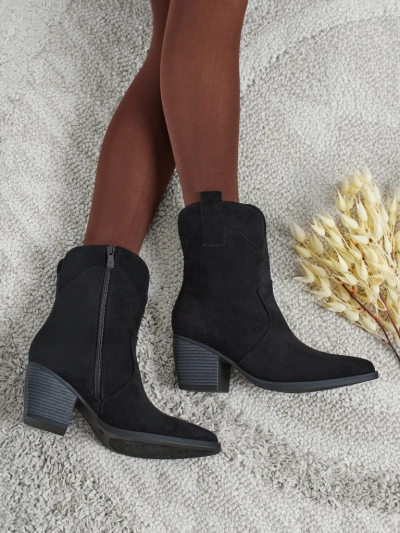 Botine cowboy de damă din piele ecologică întoarsă Armelle
