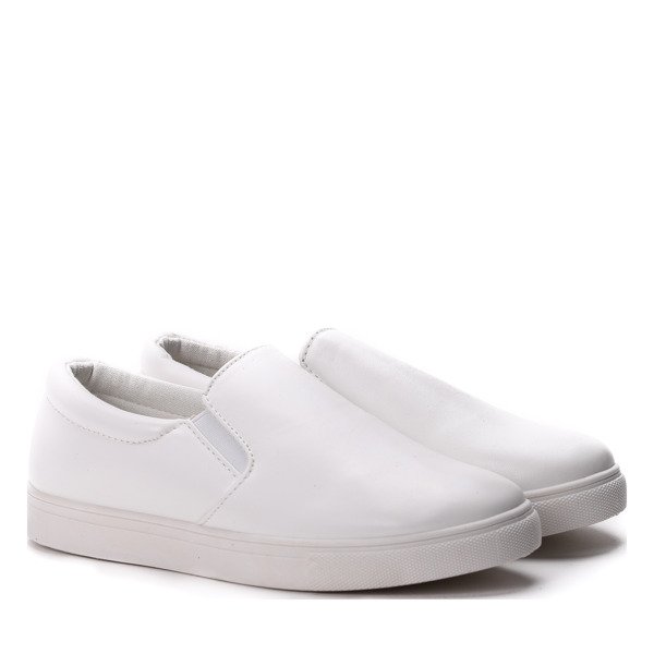 Białe slip on z eko skóry - Obuwie