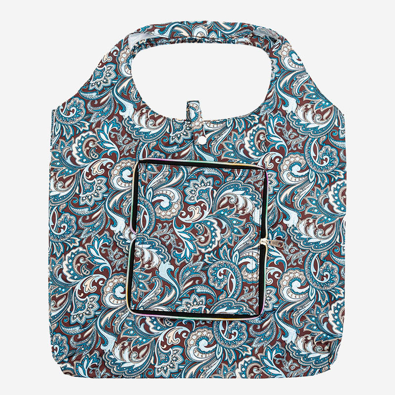 Geantă de croșetat cu model albastru, portofel pliabil - Accesorii