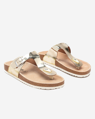 OUTLET Papuci de dama Gold Flip-flops Elotsi - Incaltaminte