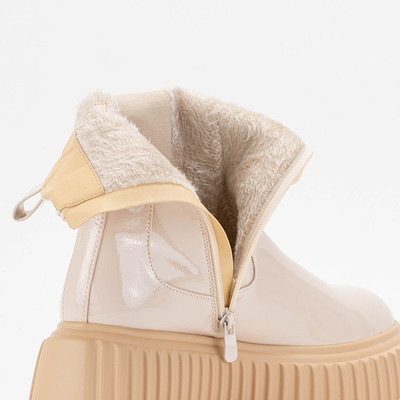 Cizme Monka din piele de culoare bej bej - Încălțăminte